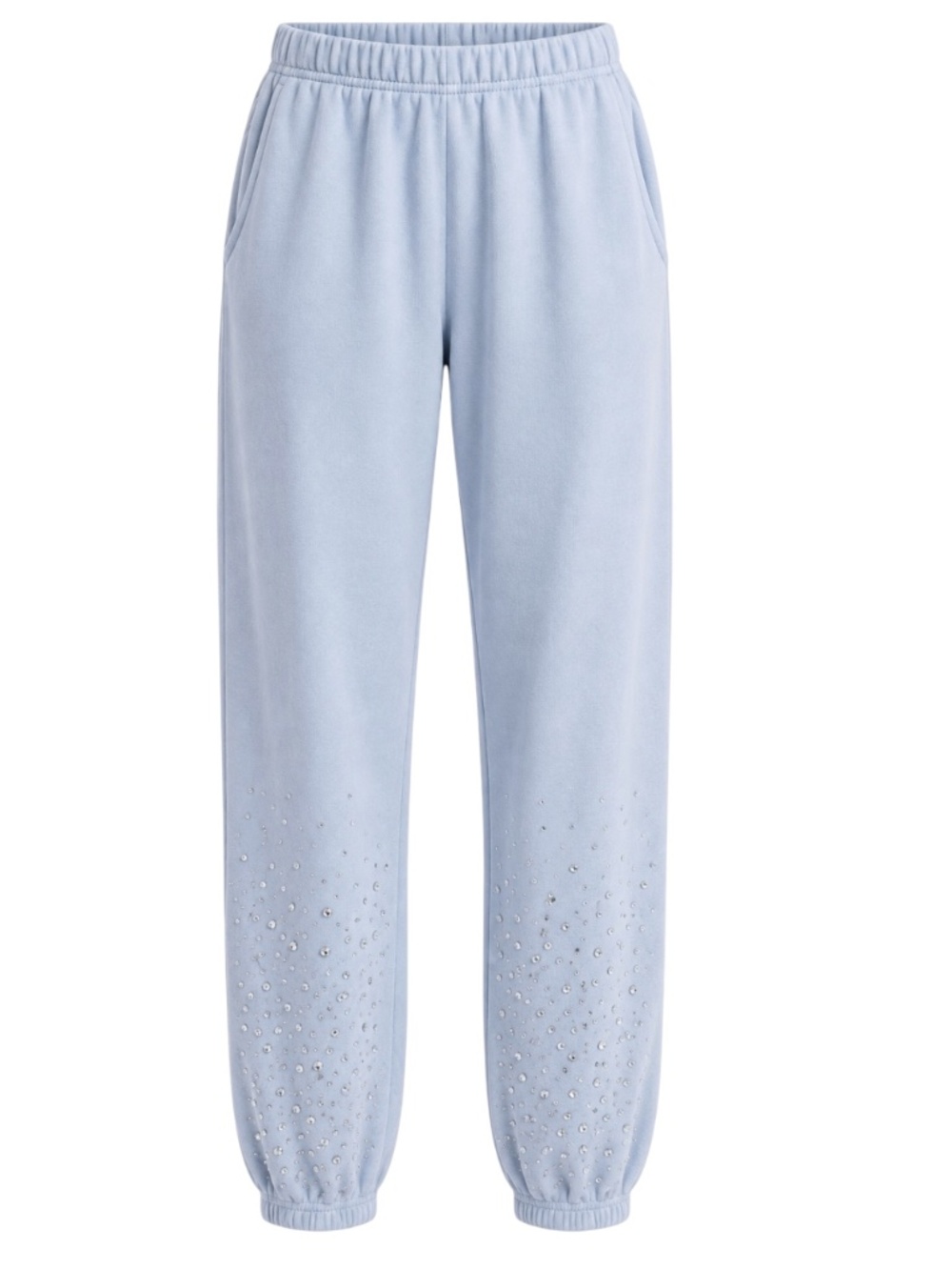 Wildfox Cloud Wash Emmy Sweatpants Blue Blizzard Studded Hem M NWT
